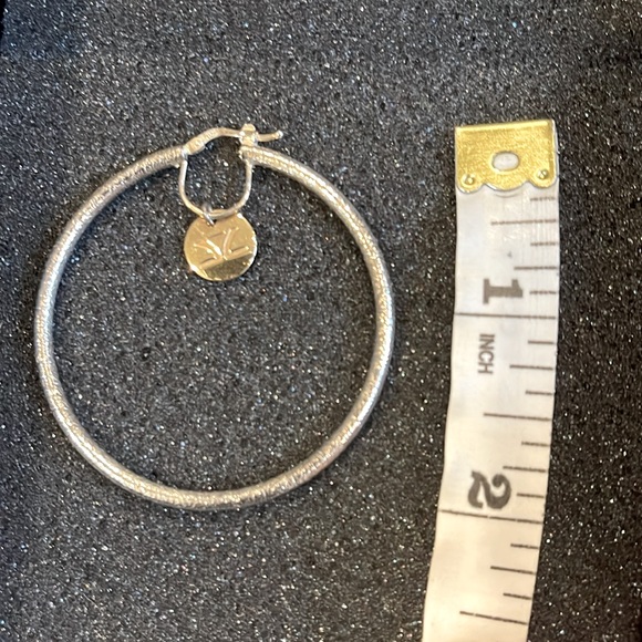 ❤️RARE HTF LE VIAN❤️S/S 925 & 14K DANGLE CHARM INSIDE HOOP EARRINGS SUPER COOL! - Picture 11 of 15